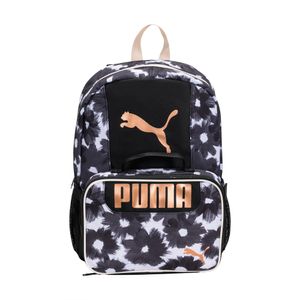 Puma - Mochila y lonchera para niños, Combo de mochila para almuerzo, Negro/Rojo