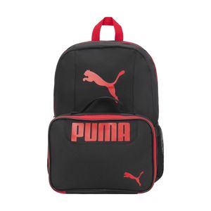 Puma - Mochila y lonchera para niños, Combo de mochila para almuerzo, Negro/Rojo