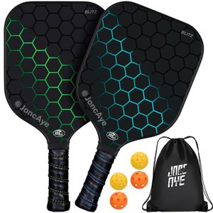 JoncAye Pickleball-Paddles-Set-of-4, Light Pickle-Ball-Paddle-Set with 4 Outdoor Indoor Balls,