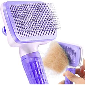 ACE2ACE Cepillo deslizante autolimpiante para pelo largo y corto de mascotas, elimina el pelo con un