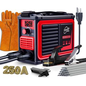 Wrdlosy Soldador de 250 amperios, 10 varillas de soldadura guantes de soldadura martillo de