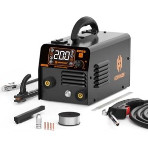 HZXVOGEN 200A Soldador MIG 110V Soldador de núcleo de fundente 3 en 1 Soldador MIG sin gas/Lift