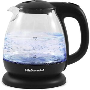 Elite Gourmet EKT1001B - Hervidor eléctrico de vidrio sin BPA, base inalámbrica de 360°, elegante