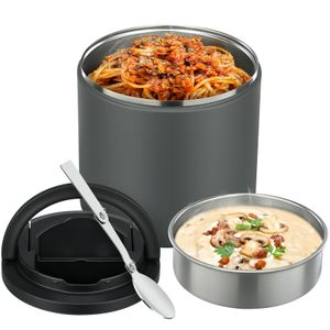 Paquete de 2 frascos térmicos aislados para alimentos calientes para adultos y niños (18 onzas, 27