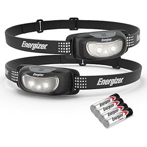 Energizer - Linterna frontal LED (2 unidades) Universal+, IPX4 resistente al agua, luz de cabeza de