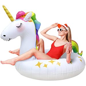 Rtudan Flotadores inflables coloridos de unicornio para niños, flotadores de natación, anillos de