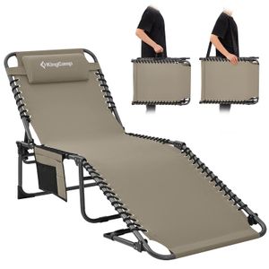 KingCamp - Silla larga para exterior plegable en 4, ideal para playa, tomar el sol, patio, piscina,
