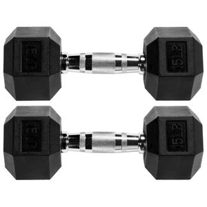 Signature Fitness - Mancuerna hexagonal con revestimiento de goma, pares o juegos, varios paquetes