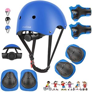 DaCool Juego de casco de bicicleta para niños, rodilleras, coderas, muñequeras ajustables para niños