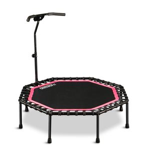 ONETWOFIT Trampolín silencioso de 51 pulgadas con barra de mango ajustable, trampolín de fitness,