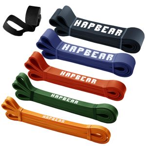 HAPBEAR - Bandas de asistencia para dominadas, juego de 5 bandas de goma largas para entrenamiento