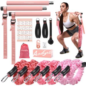 Kit de barra de pilates mejorado con bandas de resistencia, látex natural para mujeres y hombres,