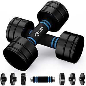 Northdeer Juego de mancuernas de acero ajustables con revestimiento negro con asas de espuma para