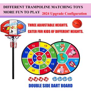 LANGXUN Trampolín para niños, mini trampolín para niños pequeños de 5 pies con red, aro de