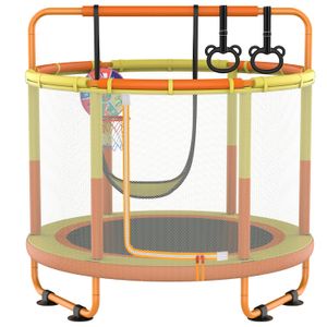 LANGXUN Trampolín para niños, mini trampolín para niños pequeños de 5 pies con red, aro de