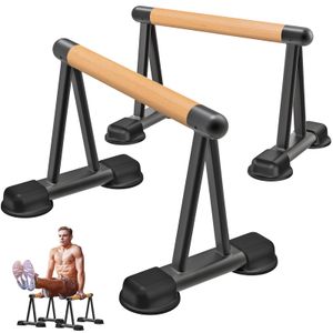 Dolibest Push Up Bar, 12'' High Parallettes Bars with Wooden Handles, Stable and Comfortable