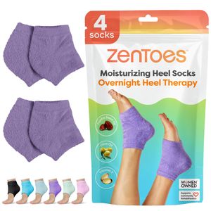 ZenToes Calcetines de talón hidratante, 2 pares de calcetines de spa con forro de gel para curar y