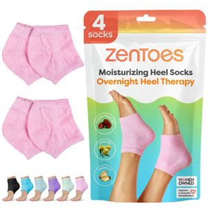 ZenToes Calcetines de talón hidratante, 2 pares de calcetines de spa con forro de gel para curar y