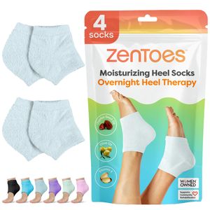 ZenToes - Calcetines de talón hidratante, 2 pares de calcetines de spa con forro de gel para curar y