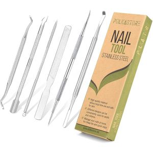 Paquete de 6 limas y levantadores de uñas encarnadas, kit de herramientas profesionales de