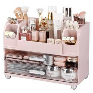 Anyoifax Organizador de maquillaje para encimera con cajones grandes, organizador de tocador con