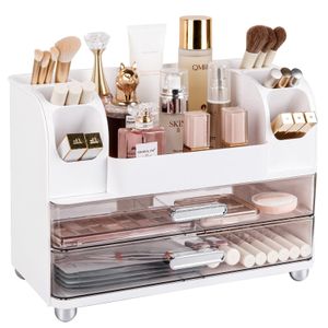 Anyoifax Organizador de maquillaje para encimera con cajones grandes, organizador de tocador con