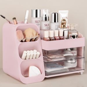 Anyoifax Organizador de maquillaje con cajones, organizador de tocador para encimera con soporte
