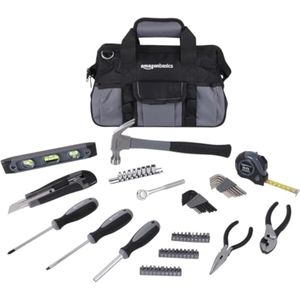 Amazon Basics Piece Home - Juego de 65 herramientas básicas de reparación con bolsa