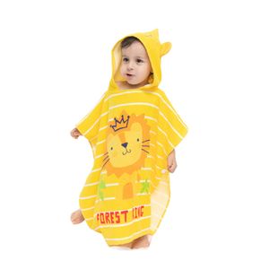 TONWHAR Toalla de playa con capucha para niños, toalla de playa de algodón con patrón de animales de