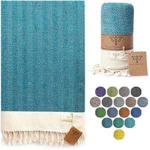 SMYRNA TURKISH COTTON Herringbone Series - Toalla de playa | 71 x 37 pulgadas 100% algodón | Toalla