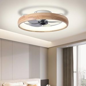 Ventilador de techo de 20 pulgadas con luz, temporizador LED regulable con control remoto, 5 aspas