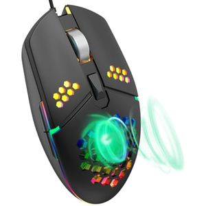 Ratón para juegos con cable con ventilador, ventilador de refrigeración de panal de abeja, mouse RGB