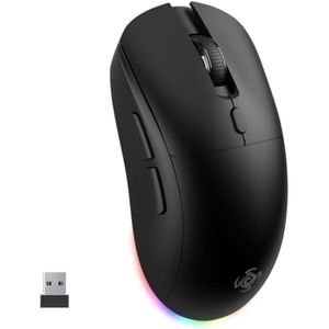 Ratón inalámbrico para juegos, ratón óptico de tres modos RGB con receptor USB de 2.4G, 6 niveles