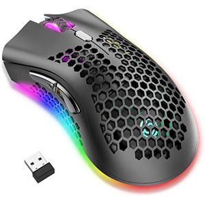 Mouse inalámbrico para juegos, diseño de panal ligero, mouse de computadora con retroiluminación RGB