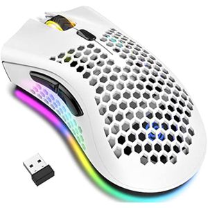 Ratón inalámbrico para juegos, diseño de panal ligero, mouse de computadora con retroiluminación RGB