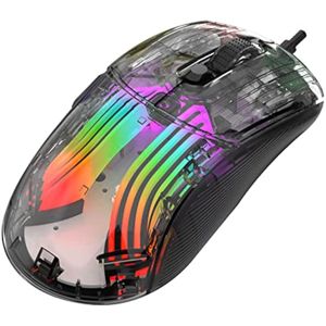 Ratón para juegos con cable: Ratón óptico ligero retroiluminado RGB de 6 colores, DPI 7200 ajustable