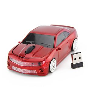 Forma de coche ratón inalámbrico ergonómico ratón óptico USB receptor 3D 2.4GHz 1600DPI para PC
