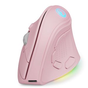 Ratón ergonómico vertical inalámbrico recargable RGB de 2.4G y BT 5.1, 5 botones laterales, máximo