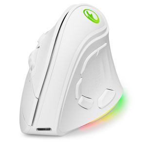 Ratón ergonómico vertical inalámbrico recargable RGB de 2.4G y BT 5.1, 5 botones laterales, máximo