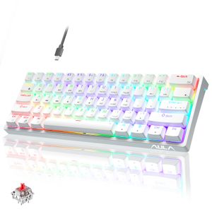 AULA 29 teclados mecánicos RGB para juegos de PC, 60 por ciento, mini teclado micro de perfil bajo,