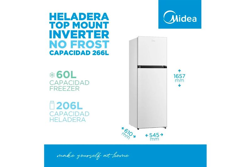 Heladera con Freezer Inverter Midea MDRT385MTF01AD 266Lts Blanco