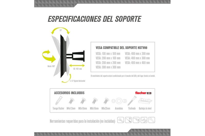 Soporte de TV Tagwood HSTV89 26” A 60”