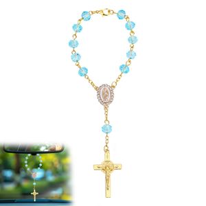 Rosario para colgar en el espejo del automóvil, elegante accesorio para espejo retrovisor del