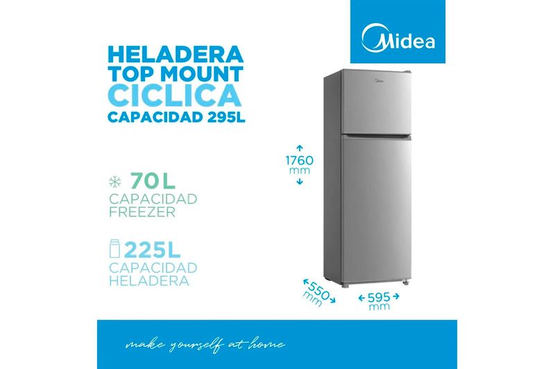 Heladera Cíclica Midea MDRT414FGE50A 295L Silver