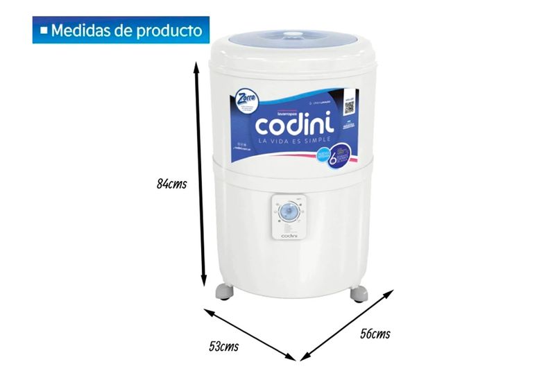 Lavarropa Semiautomático Silent Codini 10Kg 4051 Blanco