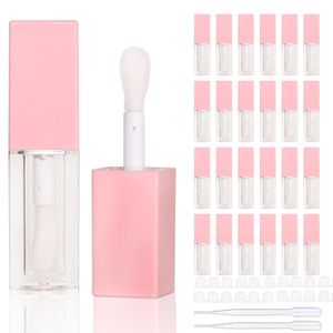 24pcs 0.2 fl oz vacío cuadrado rosa lipgloss tubos a granel al por mayor con grandes contenedores de