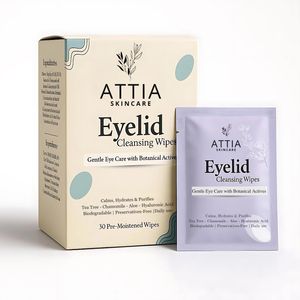 ATTIA Toallitas limpiadoras para párpados y pestañas, 30 toallitas estériles envueltas