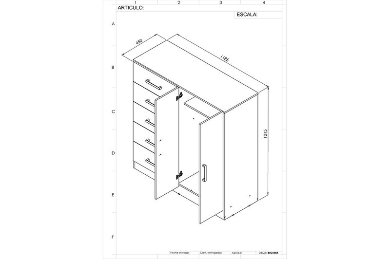Chifonier Orlandi 3404 5 Cajones 1.20 Mts Venecia