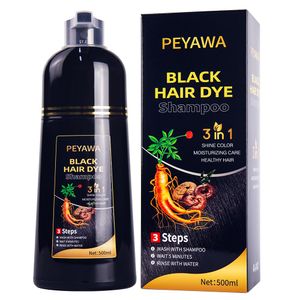 -Herbal Champú de tinte para el cabello 3 en 1 para cobertura de canas - Color negro, 16.9 fl oz