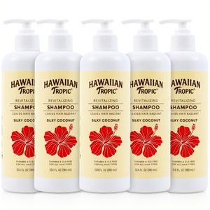 Hawaiian Tropic Champú de coco sedoso (paquete de 5) Servicios de hotel a granel - Botellas de 12.8